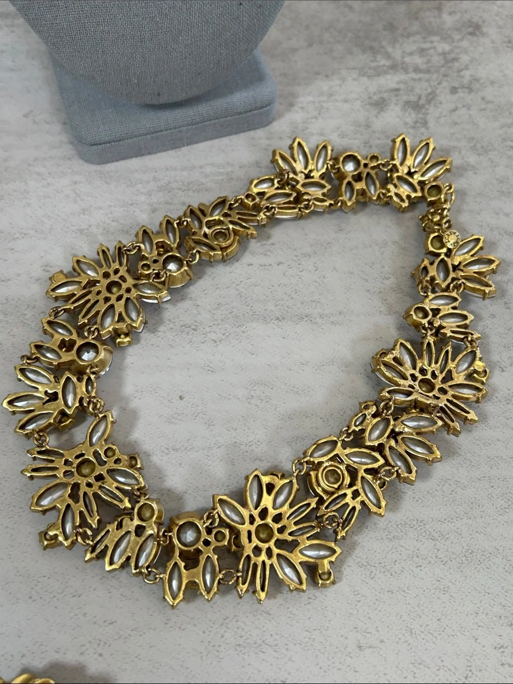 J. Crew Iridescent Crystal Collar Necklace - Gold Tone